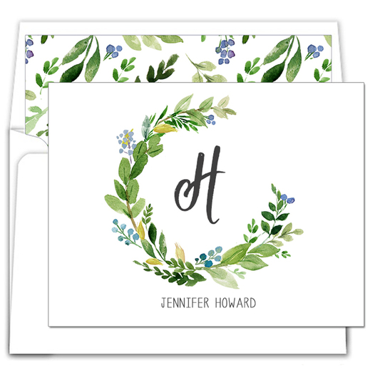 Arched Green Swag Folded Note Cards